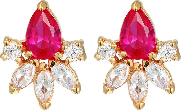Actual product image Elli Earrings cubic zirconia synthetic ruby 925 silver (925 Sterling silver, Synthetic ruby, Zirconia)