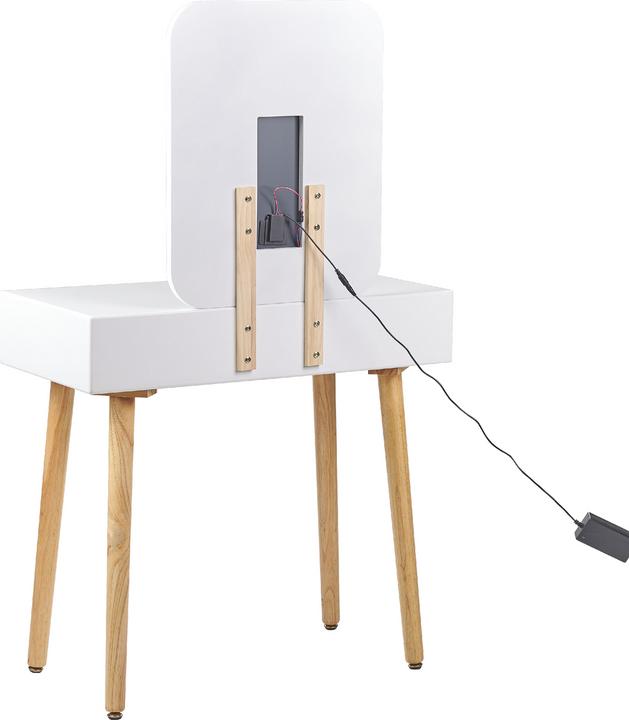 Actual product image Beliani Dressing Table with 2 Drawers, LED Mirror and Stool White/Grey DIEPPE (80 x 40 x 134 cm)