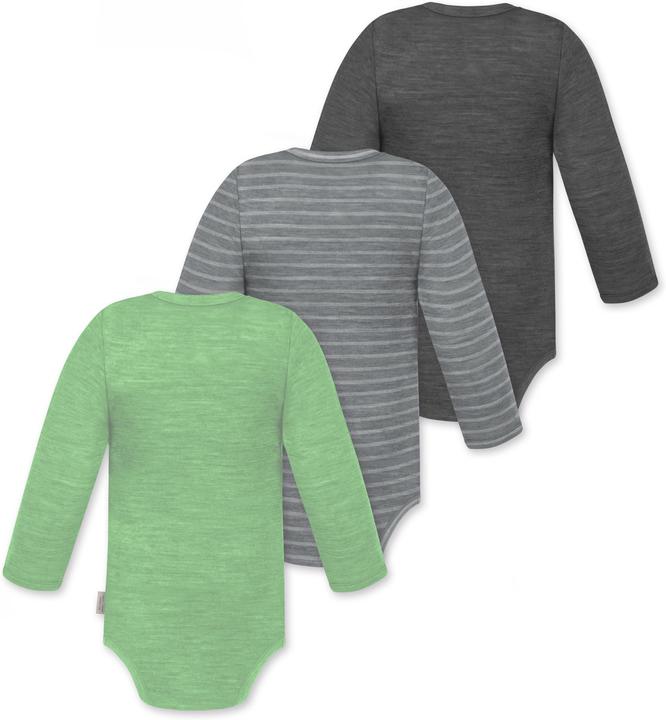 Produktbild Normani 3er Pack Baby Merino Langarmbody „Tuai" - 9403 (68)