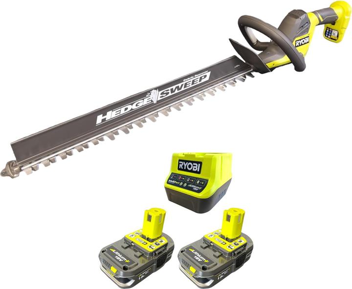 Ryobi RY18HT55A-215 18 V ONE+ cordless hedge trimmer 55 cm + 2x battery 1.5 Ah + charger (Cordless hedgecutters)