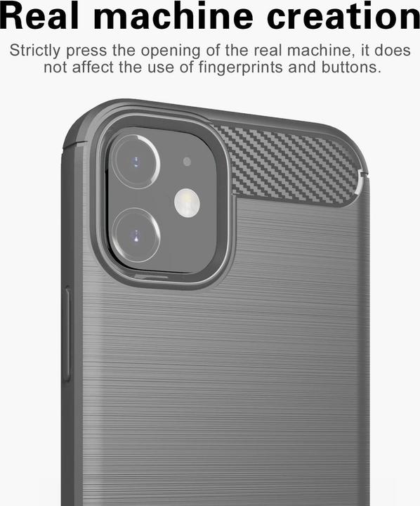 Immagine prodotto Cadorabo TPU Ultra sottile in acciaio inossidabile al carbonio Combi Cover (Apple iPhone 12 mini)