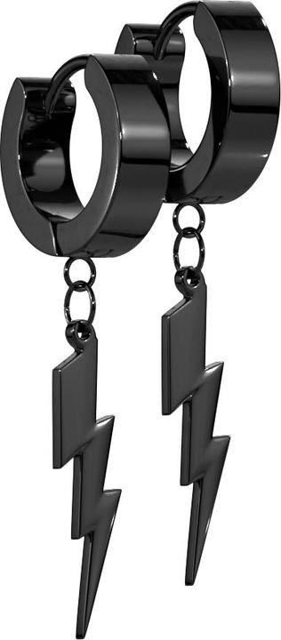 Image du produit Star Piercing Boucles d'oreilles à clapet noir avec pendentif éclair (sans laiton, Acier chirurgical 316L)