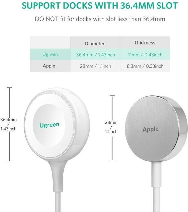 Actual product image Ugreen Wireless Charging for Apple Watch with USB-A (5 W)