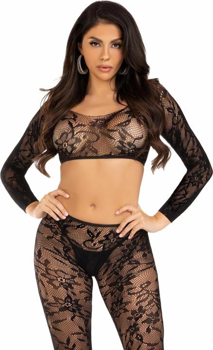Produktbild Leg Avenue Set Aus Kurzem Oberteil Und Strumpfhose (One Size)