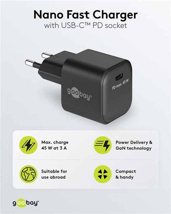 Produktbild Goobay USB-C Nano Schnellladegerät mit GaN Technologie (45 W)