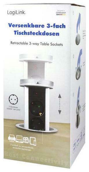 Actual product image LogiLink Pop-Up power strip (3 x, CEE 7/3, 1.80 m)