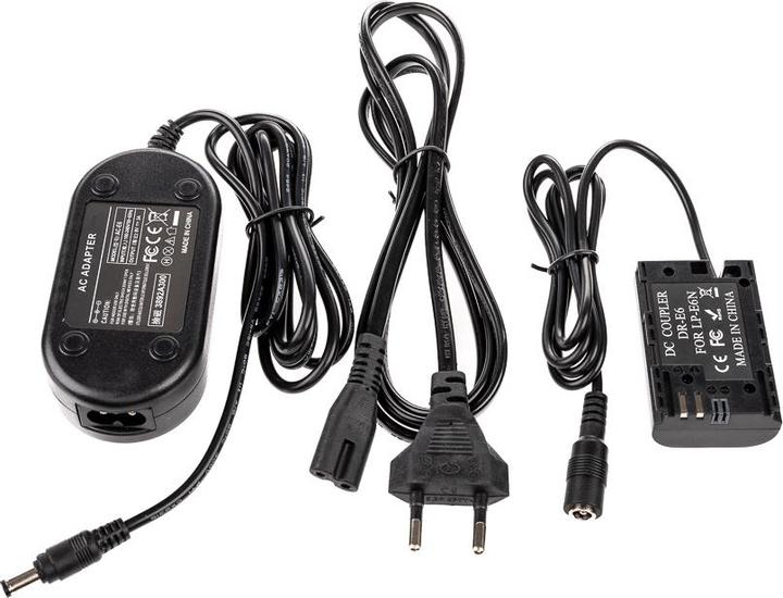 Produktbild Caruba Canon LP E6 Volldecodierung Dummy Batterie + AC E6 Netzadapter (US Standard) (Kamera Akku)