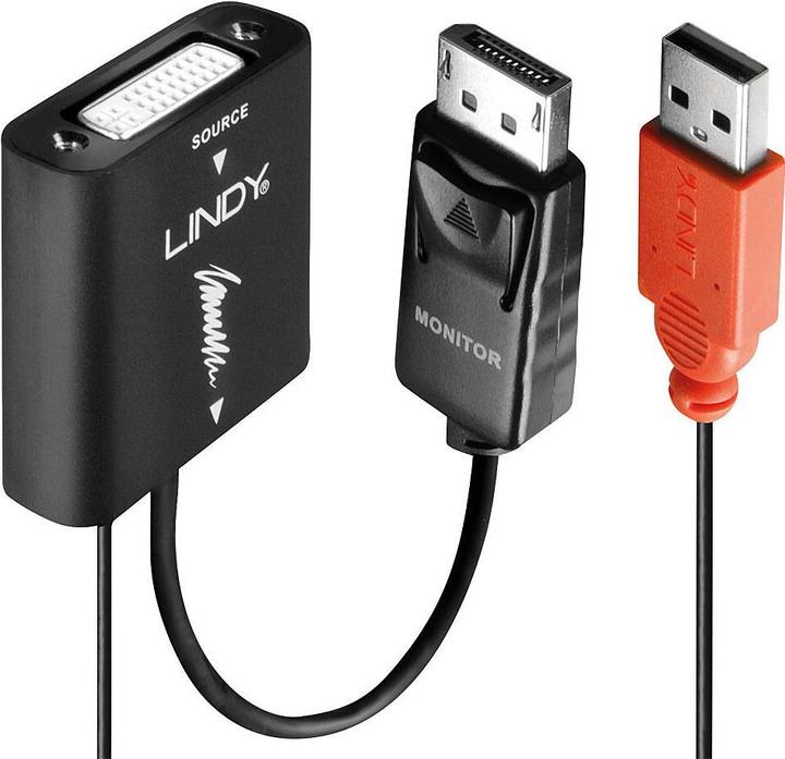 Immagine prodotto Lindy Convertitore da DVI-D a DisplayPort (UNIDirezionale). Da presa DVI-D a spina DP. (DP, 15 cm)