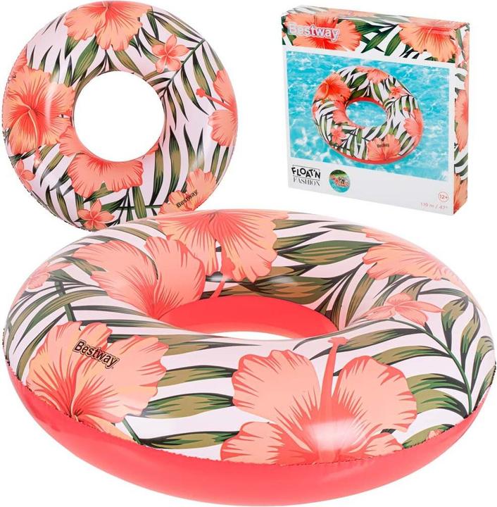 Actual product image Ikonka BESTWAY 36237 Circle inflatable flowers leaves white and pink