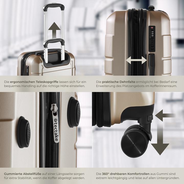 Immagine prodotto tectake Set di valigie rigide Brice 3 pz., lucchetto TSA (111 l, M (50 - 90l), L (90 - 115l), XL (da 115l))