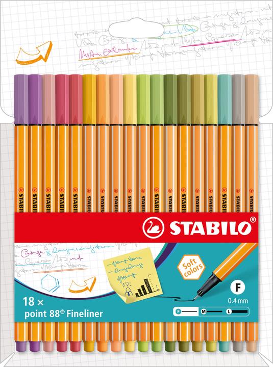 Immagine prodotto STABILO punto 88 Fineliner (Multicolore, 18 x)