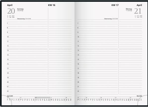Actual product image Rido Book calendar executive planner 14,5x20,6cm 1 day/page Miradur cover wine red 2025 (German)