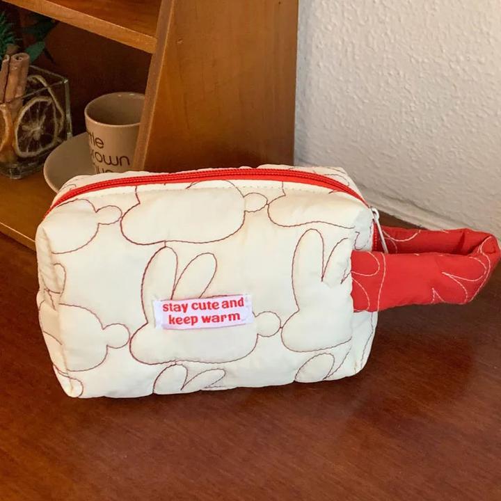 Actual product image Only-Bags.Store Quilted Cotton Flip Cosmetic Bag Cases Makeup Pouch Travel Organiser Storage Bags with