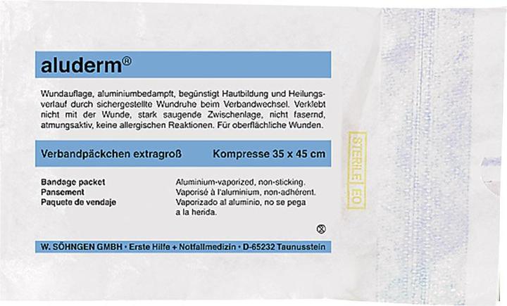 Produktbild Aluderm ® Verband 6 cmx3 m (BxL) Masse Kompresse: 45x35 cm (BxL) Polyestervlies aluminiumbedampft (1 x)