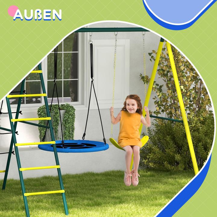 Actual product image Outsunny Kinderschaukel Stahl, Kunststoff Gelb+Grün