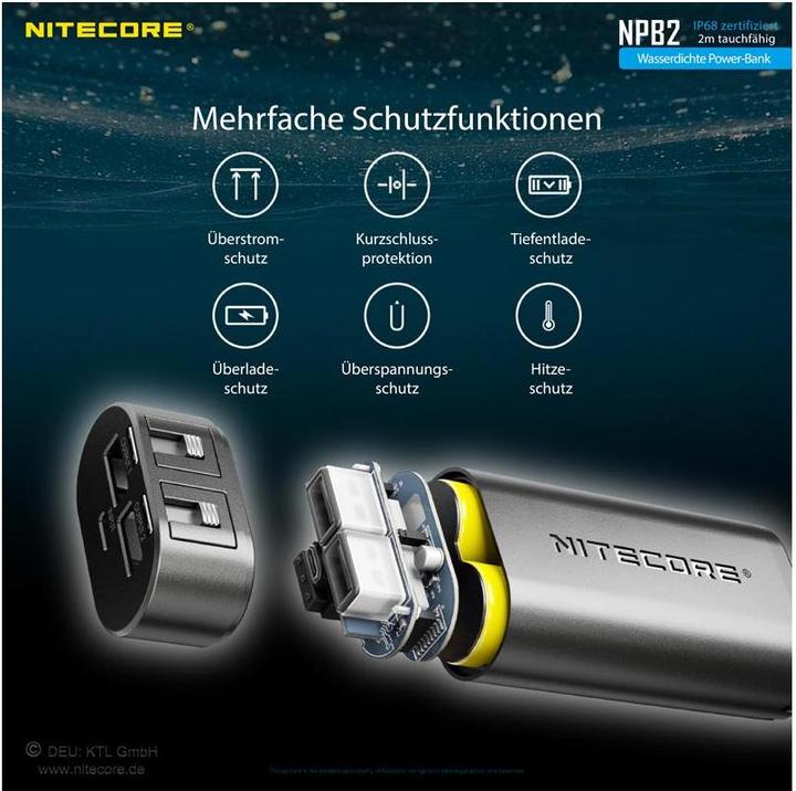 Actual product image Nitecore Powerbank NPB2 - 10000mAh, wasserdicht (10000 mAh, 18 W)