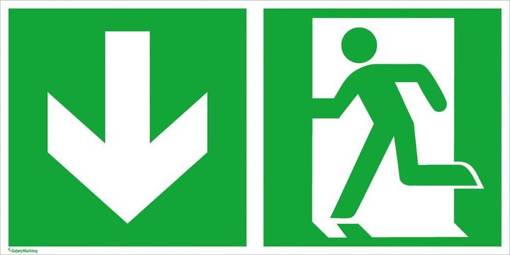 Etichetta energetica SafetyMarking Cartello per vie di fuga in alluminio W400xH200 mm Uscita di emergenza a sinistra con freccia verso