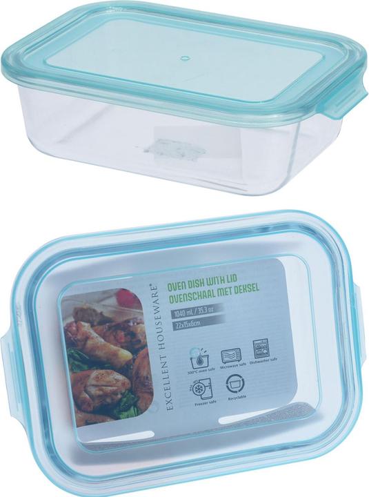 Actual product image Excellent Houseware Food storage jar made of borosilicate glass, large, storage bowl, 1040 ml, set of 3 (1.04 l)