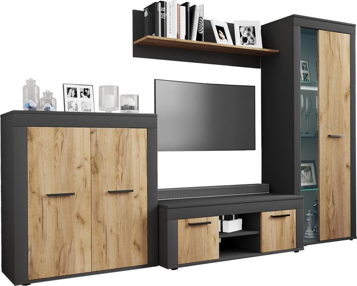 Actual product image VCM 4-piece wall unit set wall unit Usilo L (242 x 37 x 159 cm)