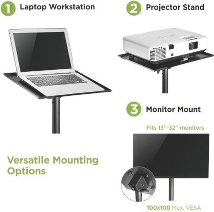 Produktbild Techly tripod for notebook or projector black height adjustable 70-120cm shelf 40x30cm load max. 8kg