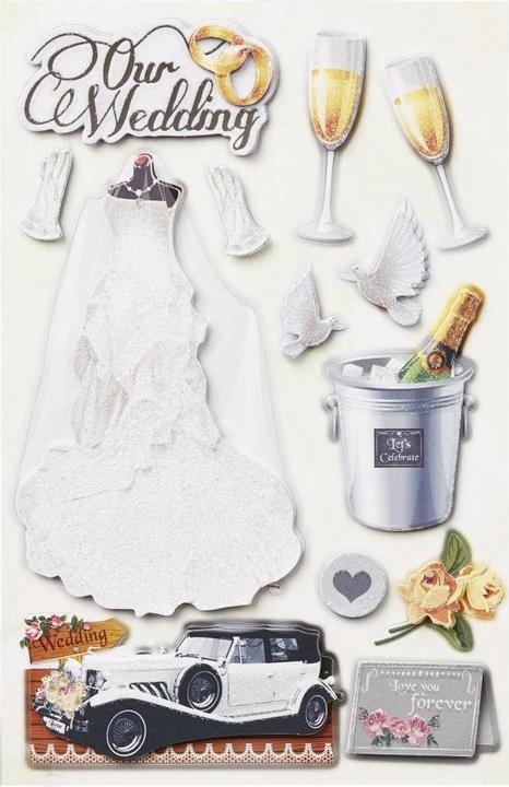 Actual product image Hobby Fun 3D sticker wedding 1 sheet