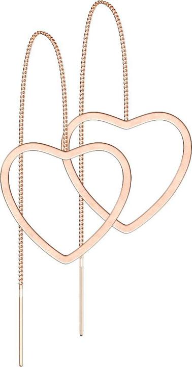 Star Piercing Ohrstecker rosegold freifallende Kette mit Herz (ohne Messing, Chirurgenstahl 316L)