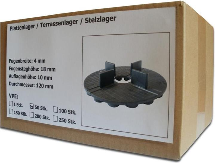 Sanpro Gummi Plattenlager / Terrassenlager mit Fugenkreuz 4/18 mm, Anzahl 50 Stück