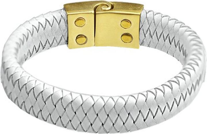 Produktbild Star Piercing Lederarmband weiss geflochten Raute (21 cm, Leder, Messing)