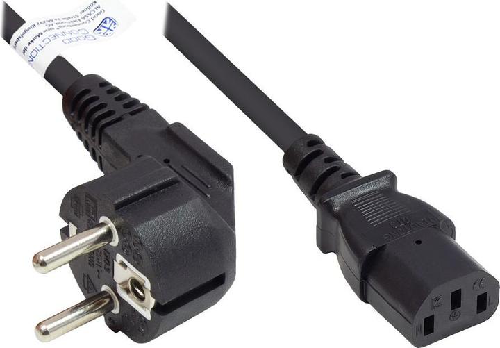 Produktbild Good Connections Netzkabel Schutzkontakt-Stecker Typ E+F (CEE 7/7, gewinkelt) an C13 (gerade), schwarz, 0,75 mm², 1 m (1 m, C13, CEE 7/7)