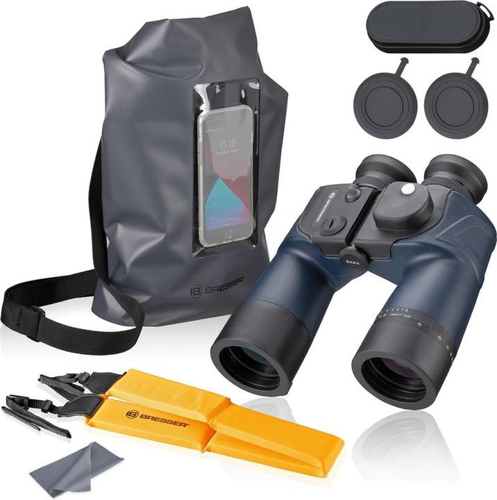 Image du produit Bresser Jumelles - Binosail 7x50 - Incl. Kompas - Adaptées aux sports nautiques (7 x, 50 mm)