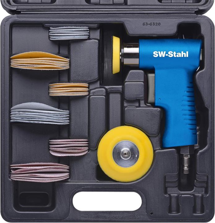 Actual product image SW-Stahl S3293 Pneumatic random orbital sander set I 63-piece pneumatic tool set I 1/4 inch pressure (Eccentric grinder)
