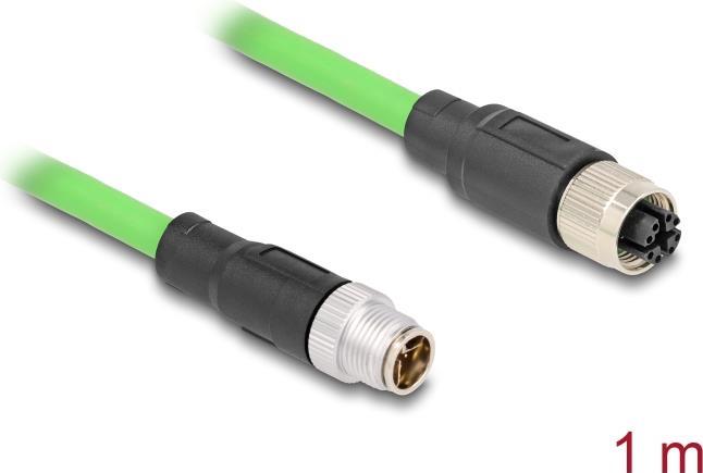 Actual product image Delock M12 cable X-coded 8 pin plug to socket PUR (TPU) 1 m (SF/UTP, 1 m)