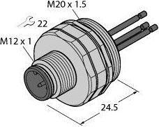 Actual product image Turck Accessories for actuator/sensor cables Flange connector with stranded wires EC-FSDE3-0
