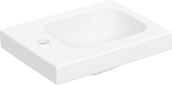 Geberit iCon Light hand-rinse basin, 38 cm x 28 cm, with tap hole on the left, without overflow, she (390 mm, 380 mm)