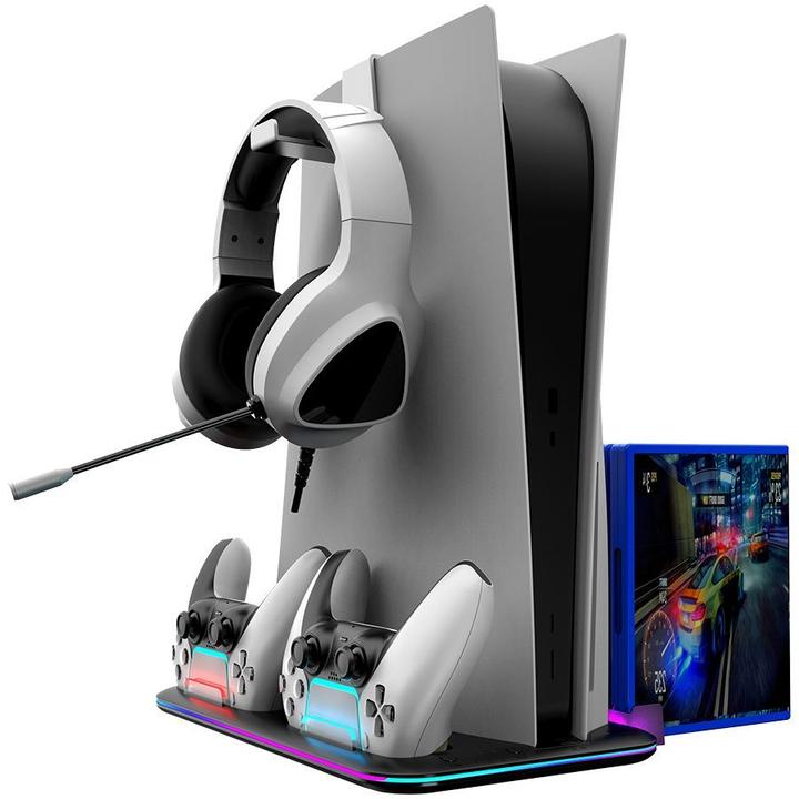 Actual product image Canyon CS-51 - multifiuctional stand for PS5 Slim - with cooling - charging 2 x gamepad - black (PS5)