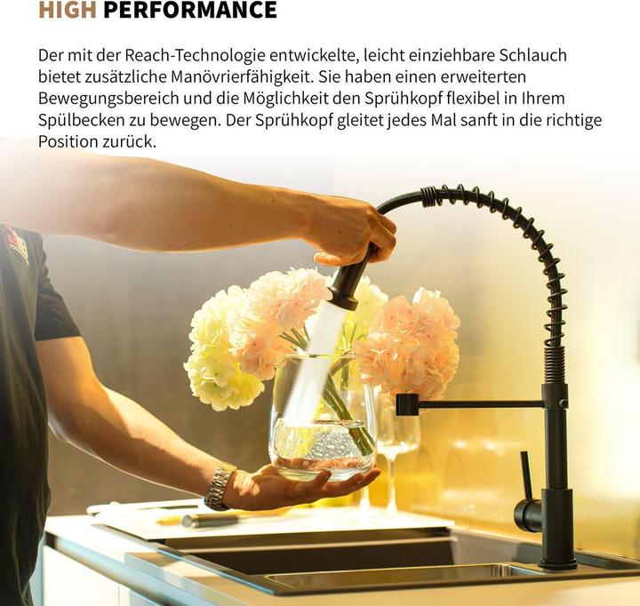 Produktbild Rosenhahn & Söhne Sylt 200 Küchenarmatur mit Brause- 360° Drehbarer Wasserhahn Küche - Armatur Küche