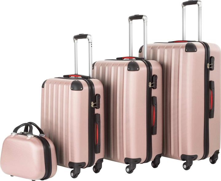 tectake 800763 Kofferset Roségold | Nr. 403409 (90 l, M (50 - 90l), L (90 - 115l), XL (ab 115l))
