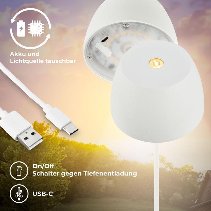 Immagine prodotto B.K.Licht Lampada da tavolo a LED ricaricabile - Mini Touch, bianco