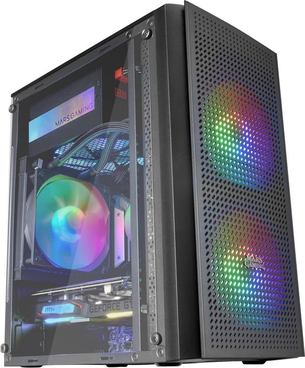 Mars Gaming Boitier Mini Tour Micro Atx Mc300 RGB Avec Panneau Vitré (Noir) (mATX, Mini-ITX)