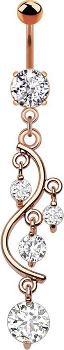Star Piercing Banane rosegold mit Anhänger Weinrebe (Chirurgenstahl 316L, ohne Messing)