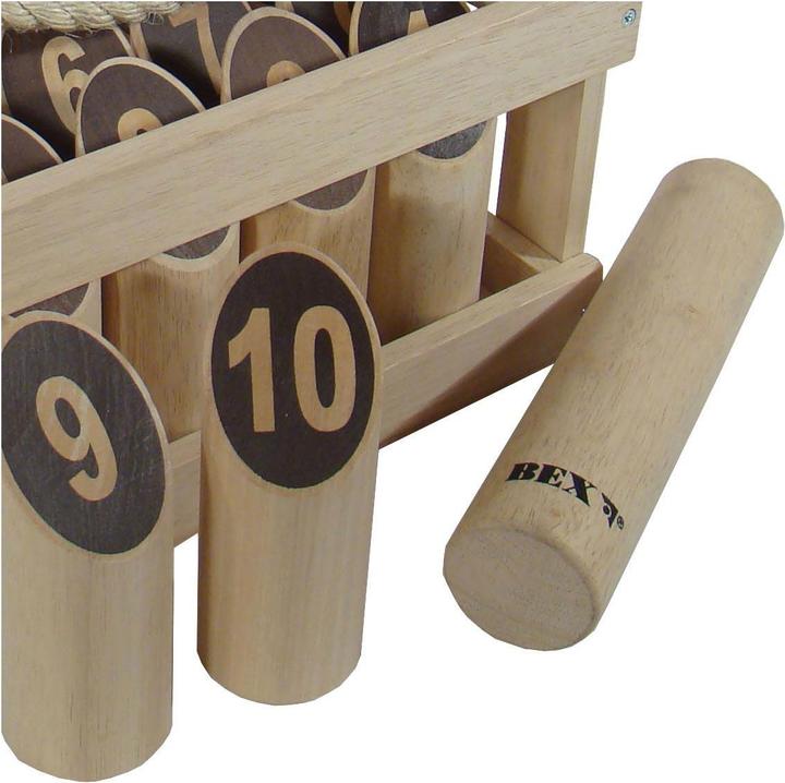 Image du produit Bex Number Kubb Original en bois d'hévéa dans une caisse en bois