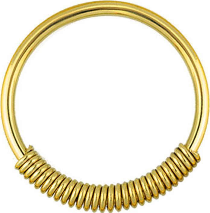 Star Piercing Ohrgewicht Ring vergoldet Springfeder (Messing)