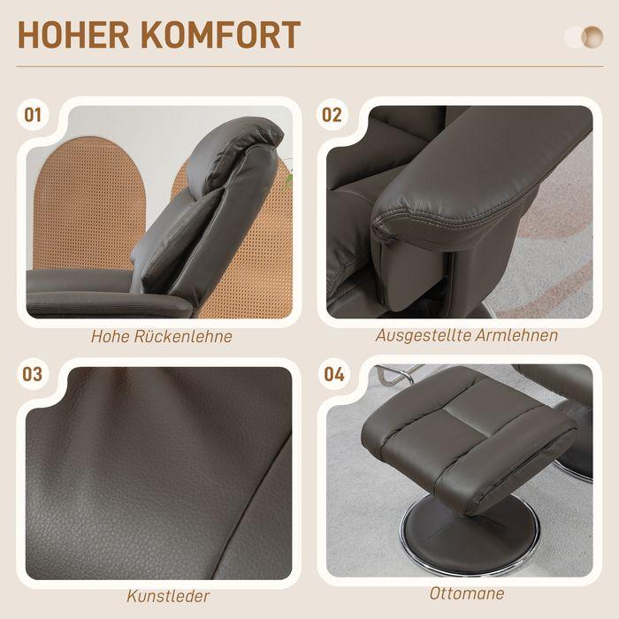 Actual product image Swisshandel24 Relaxing armchair with stool, reclining function, rocking function, imitation leather, grey