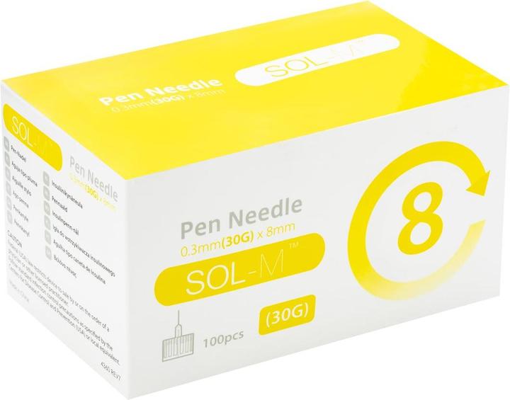 Produktbild Sol-m Pen Nadel 30G 0.3mmx8mm 100 Stk (Pen Nadeln + Einmalkanülen)