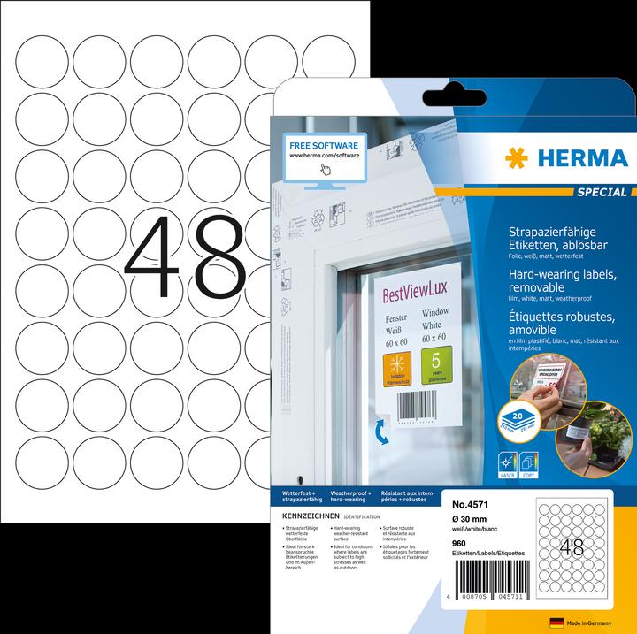 Actual product image HERMA Weatherproof labels A4 removable