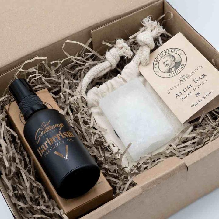 Actual product image Captain Fawcett Alum Bar & Barberism Pre-Shave Oil Gift Set