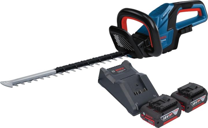 Produktbild Bosch Professional Bosch GHE 18V-50 Professional Akku Heckenschere 18 V 50 cm Brushless + 2x Akku 4,0 Ah + Ladegerät (Akkuheckenschere)