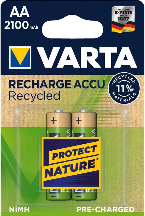 Varta Batteria AA AA riciclata AA 2100mAh Pacchetto da 2 (2 pz., AA, 2100 mAh)