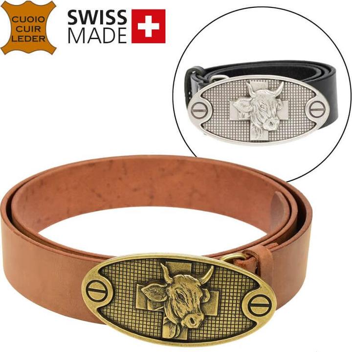 Actual product image Keller Fahnen Ledergürtel «Kuh» altgold 130 cm (130)