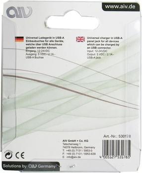 Produktbild AIV 530178 KFZ Ladegerät 12/24VDC - 5VDC/2.1A in USB-A Einbaubuchse